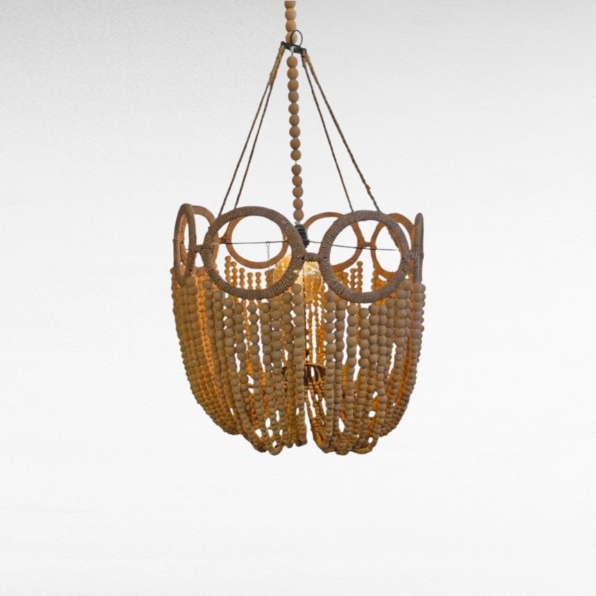 WOODEN BEADS BLEACH BOWL SHAPE Φ60 |H90 cm