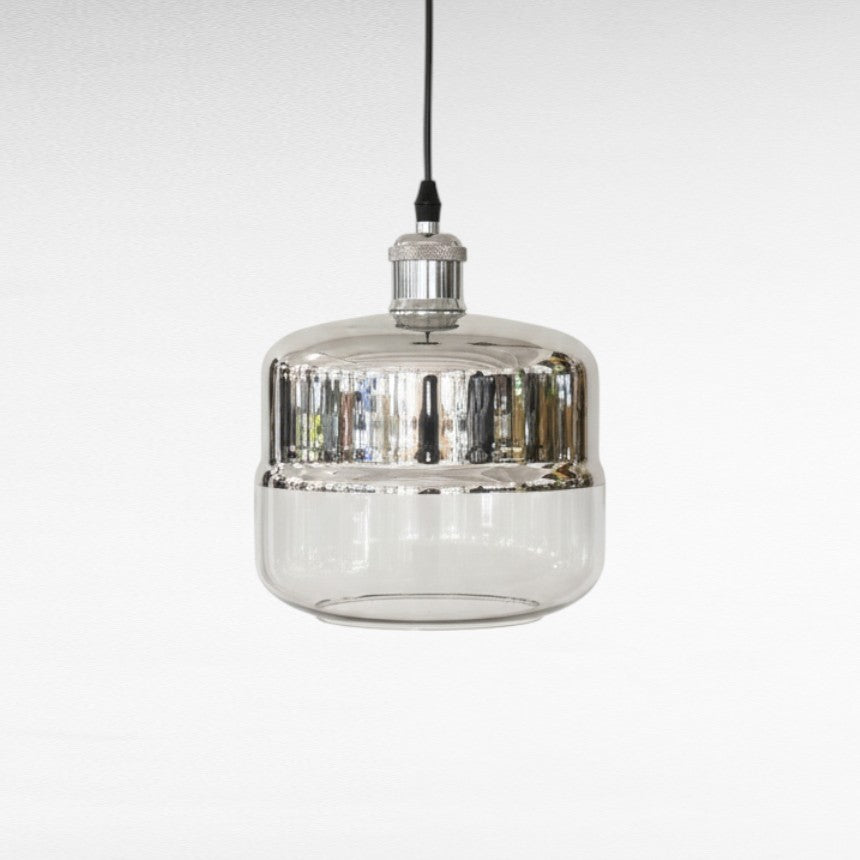 Clear Glass Pendant Light with Silver Accents