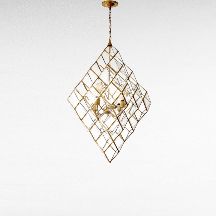 BRONZE AND GLASS DIAMOND SHAPE Φ90 |Η105 cm