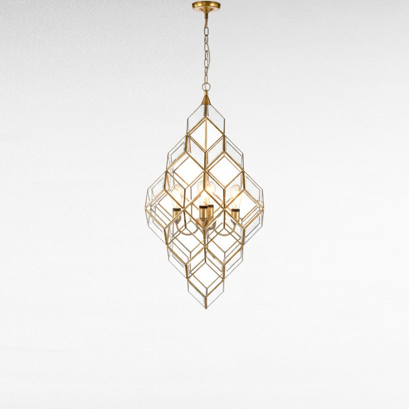 BRONZE AND GLASS DIAMOND SHAPE Φ90 |Η105 cm