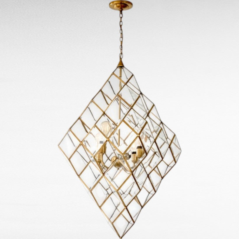 BRONZE AND GLASS DIAMOND SHAPE Φ90 |Η105 cm