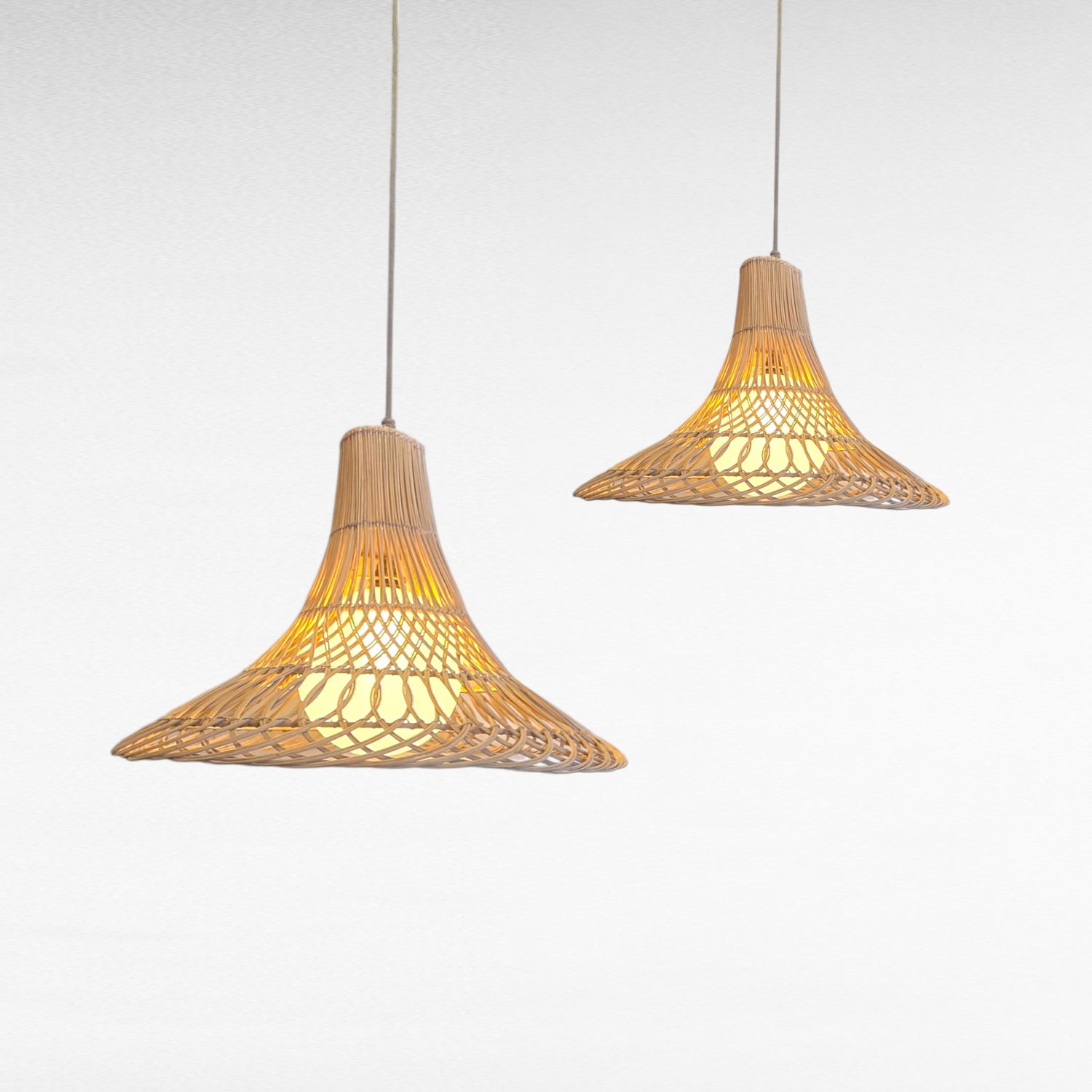 NATURAL RATTAN FLARED SHAPE WITH POLYESTER SPHERE Φ70 |H45 cm