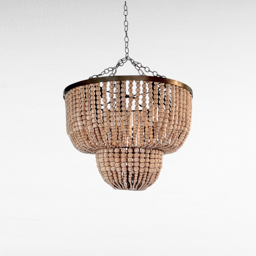 WOODEN BEADS BLEACH TIERED SHAPE Φ60 |H45 cm