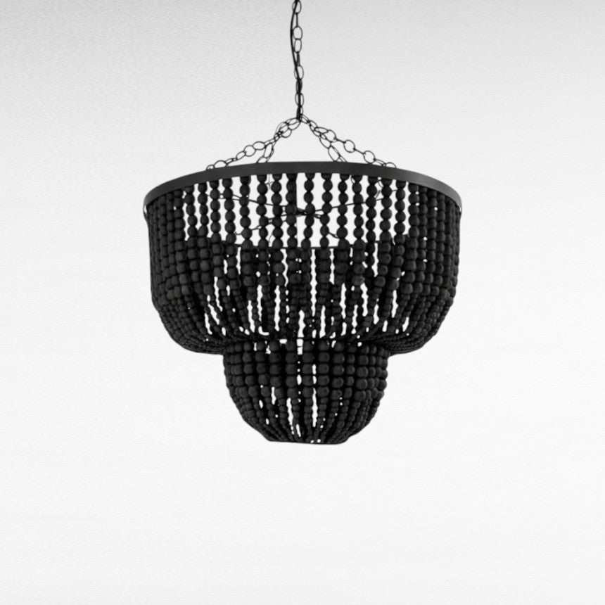 WOODEN BEADS BLACK TIERED SHAPE Φ60 |H45 cm