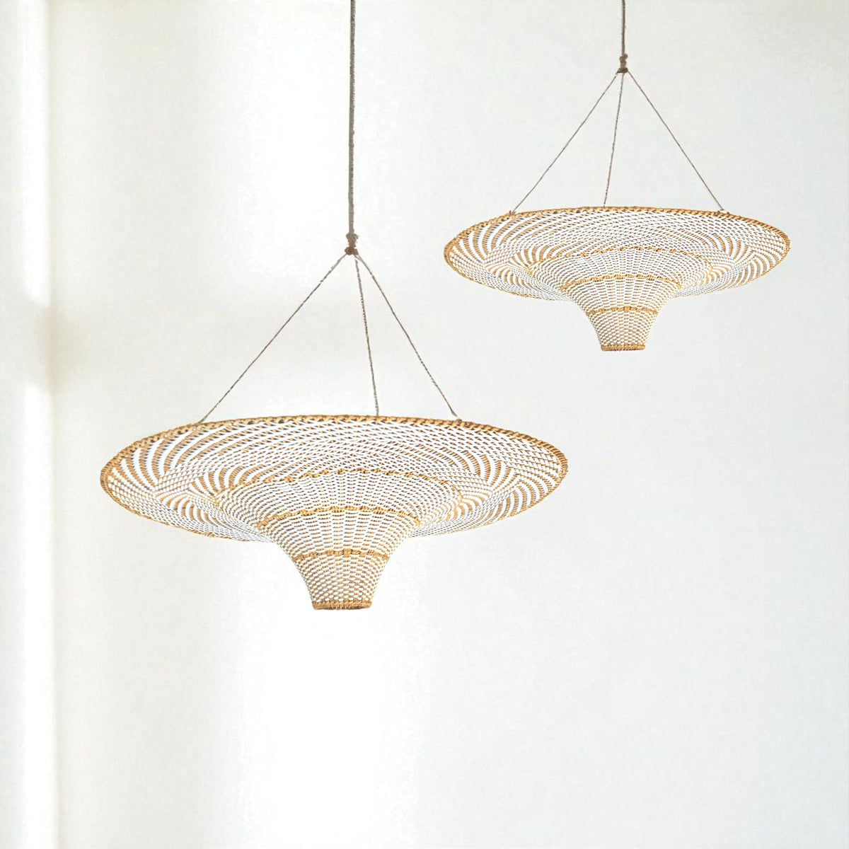 WICKER AND NATURAL RATTAN WHITE FLARED SHAPE Φ120 |H40 cm