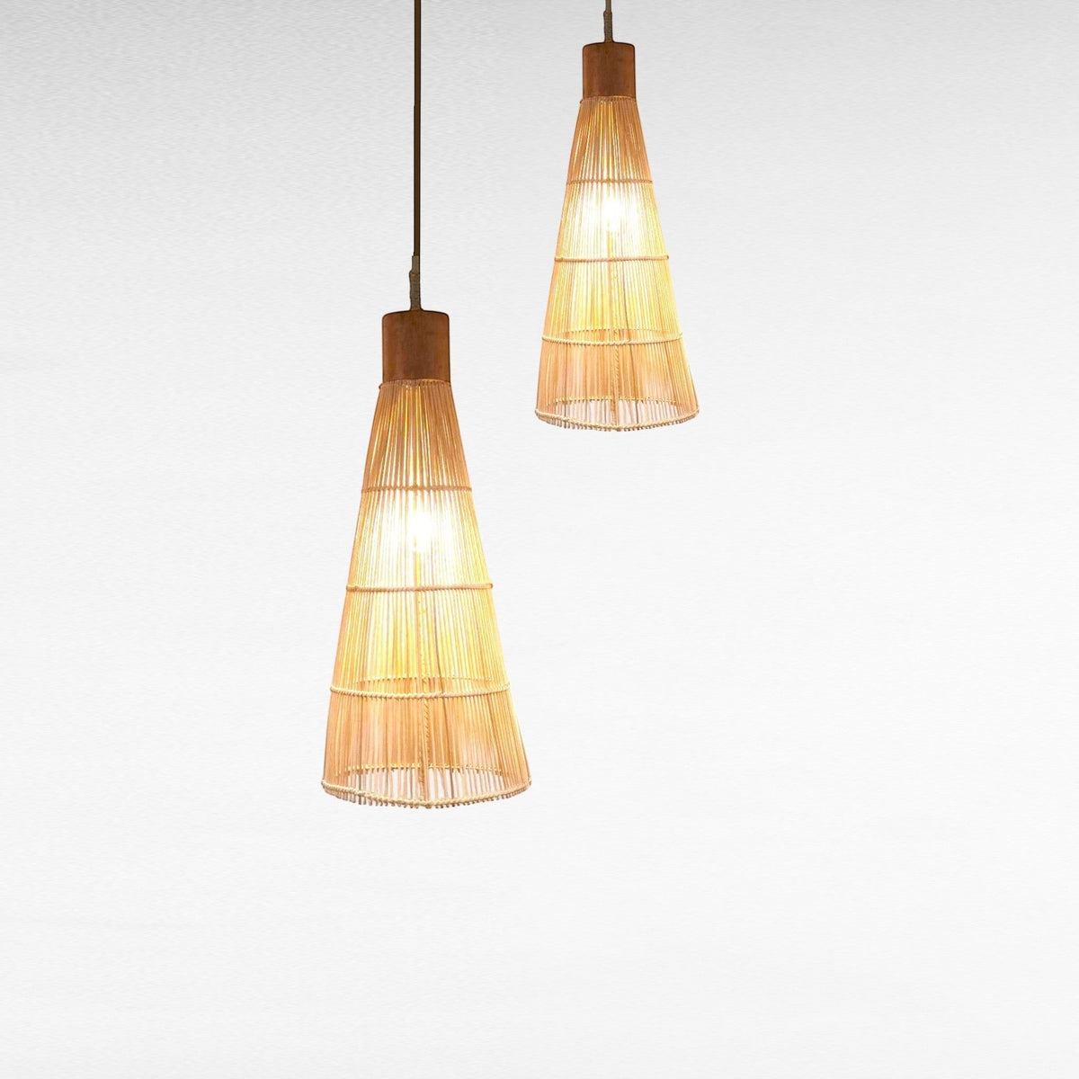 NATURAL RATTAN AND TEAK WOOD CONE SHAPE Φ30 |H75 cm