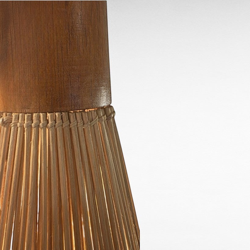 NATURAL RATTAN AND TEAK WOOD CONE SHAPE Φ25 |H55 cm