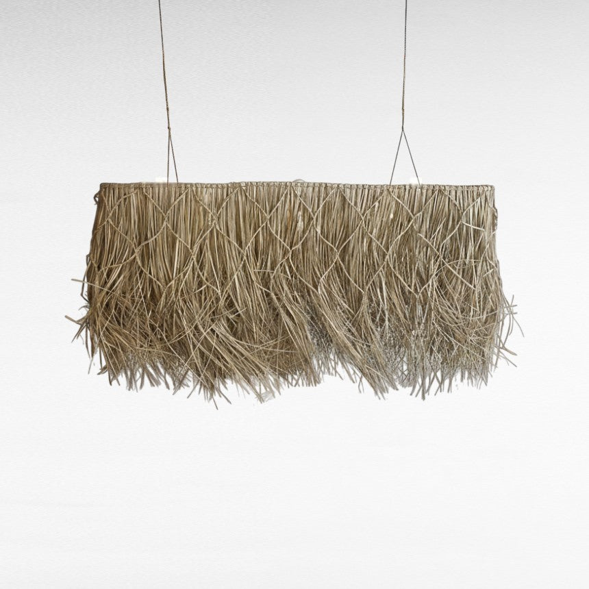 NATURAL GRASS WIDE OVAL SHAPE WITH FRINGES W80 |D30 |H45 cm