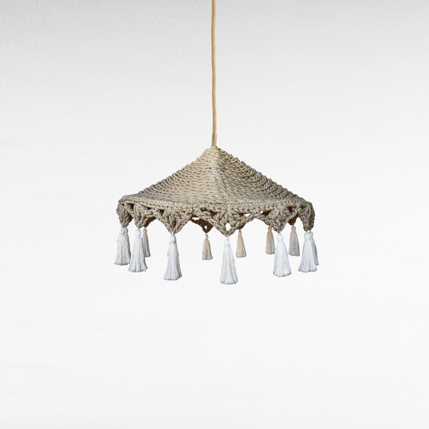 ROPE TRIANGLE SHAPE WITH MACRAME AND TASSELS Φ95 |H65 cm
