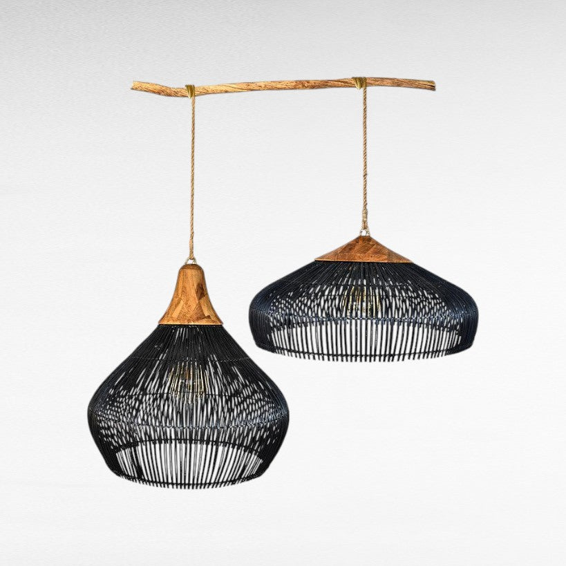 NATURAL RATTAN IN BLACK COLOR WITH TEAK WOOD TOP Φ60 |H70 cm
