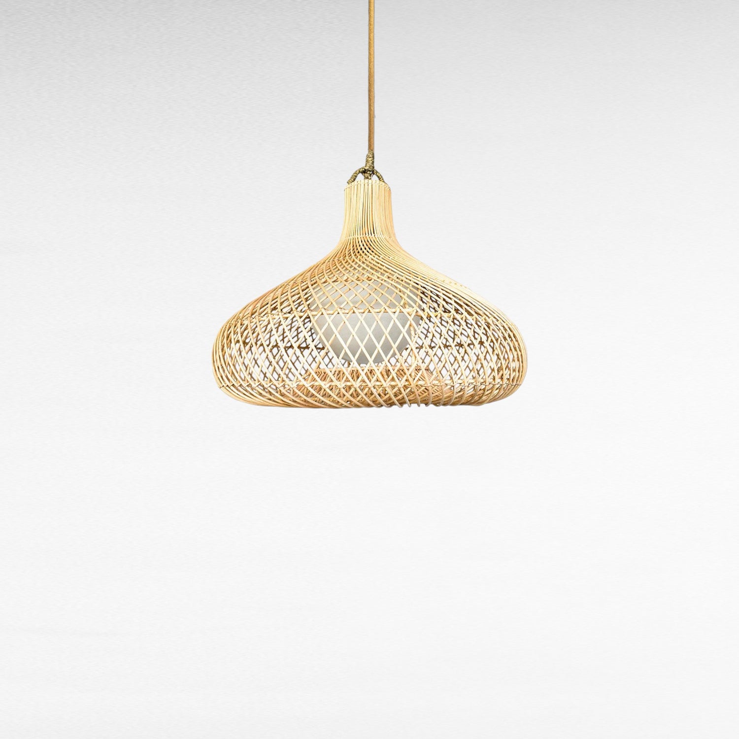 NATURAL RATTAN BULBOUS SHAPE WITH POLYESTER SPHERE Φ60|H55 cm