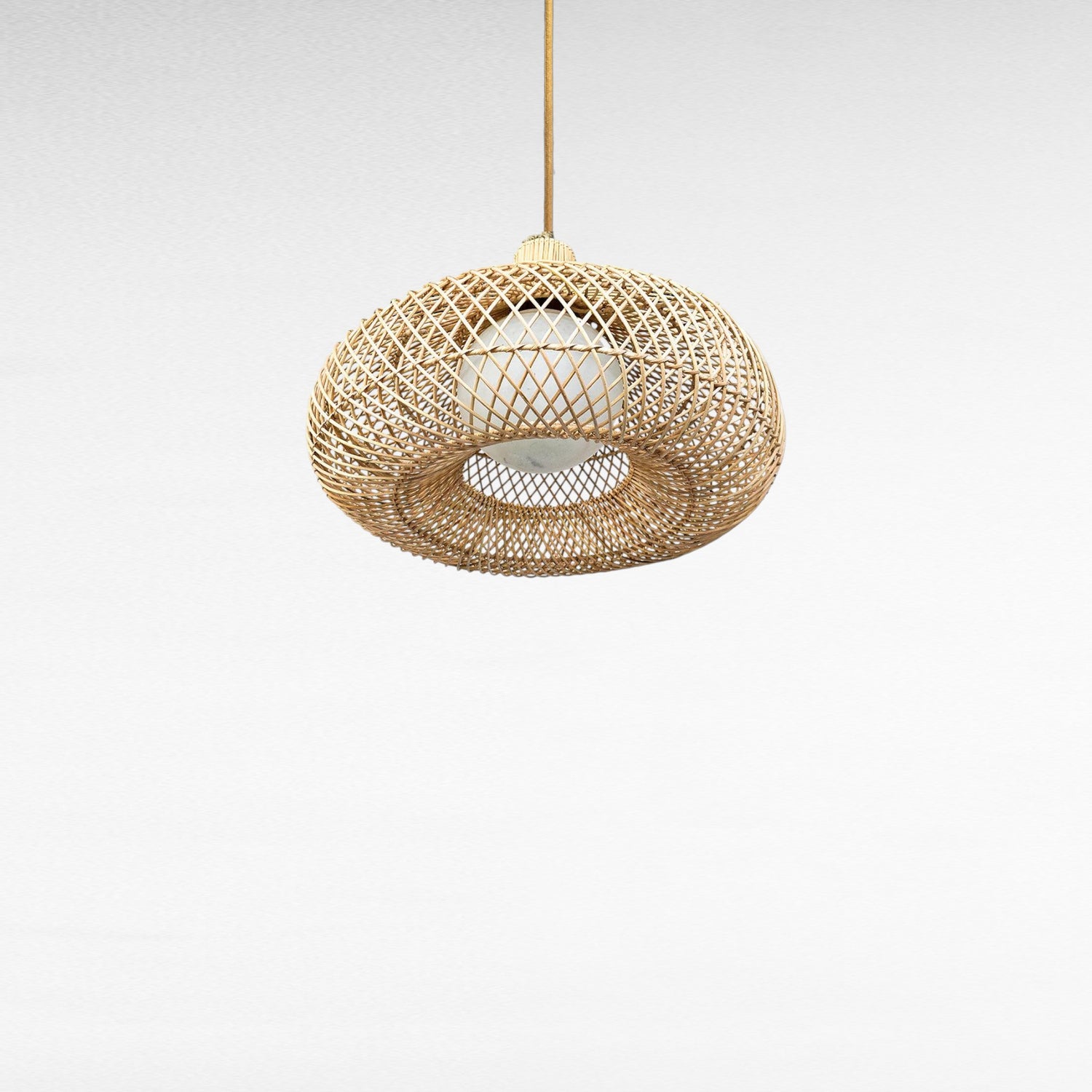 NATURAL RATTAN BULBOUS SHAPE WITH POLYESTER SPHERE Φ60|H55 cm