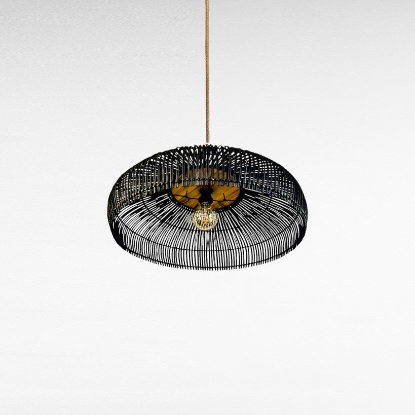 NATURAL RATTAN IN BLACK COLOR WITH TEAK WOOD TOP Φ65 |H35 cm