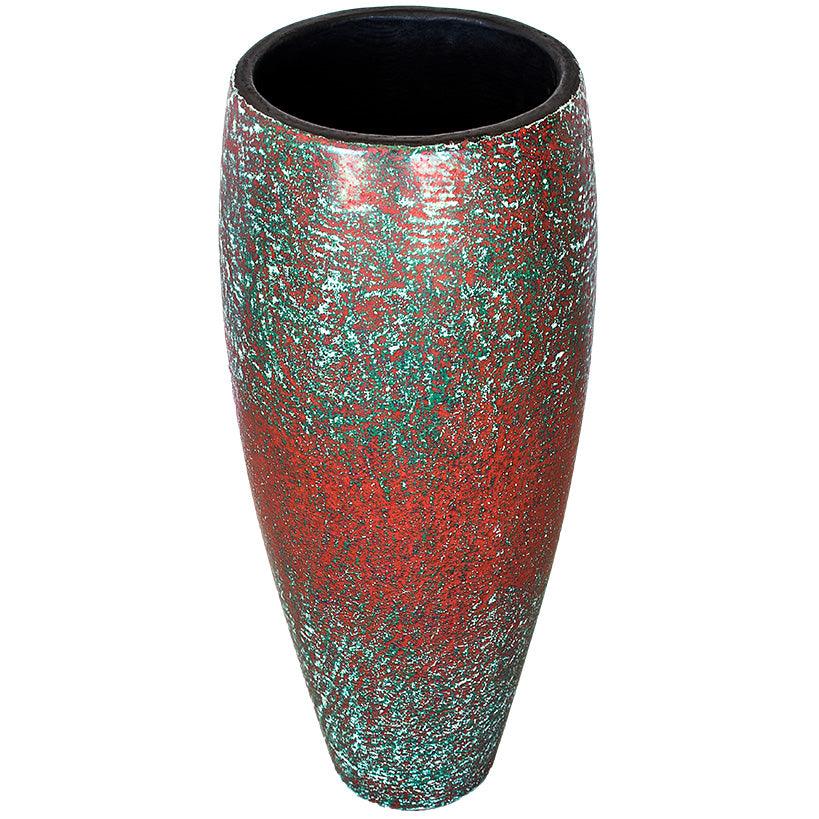 WOODEN PLANTER GREEN & RED COLORED - Chora Mykonos