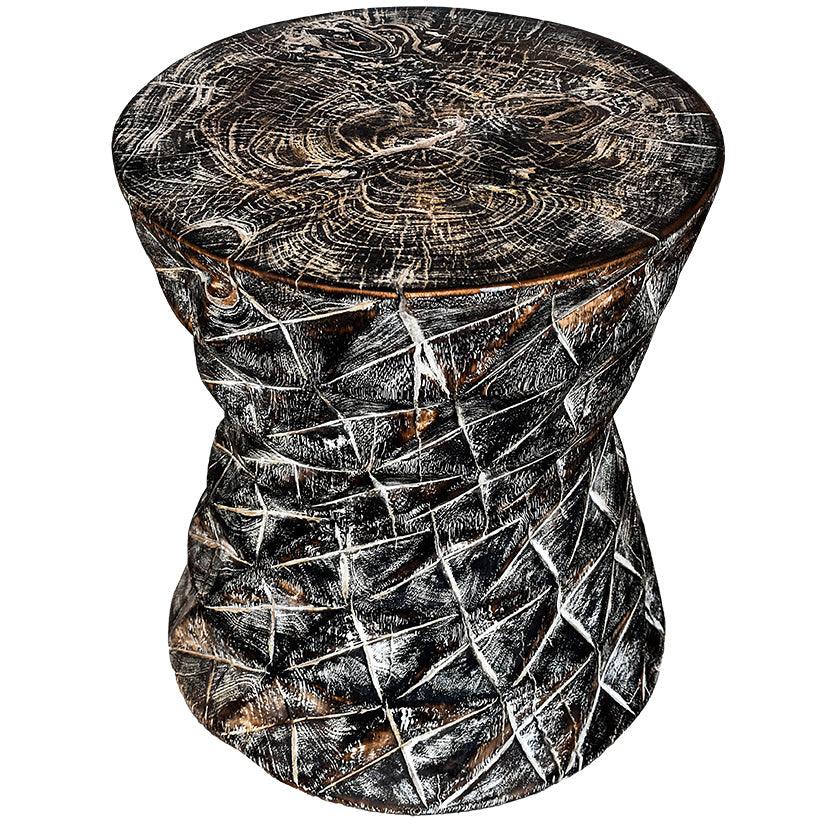 HOURGLASS SIDE TABLE LYCHEE WOOD 45x45x50cm - Chora Mykonos