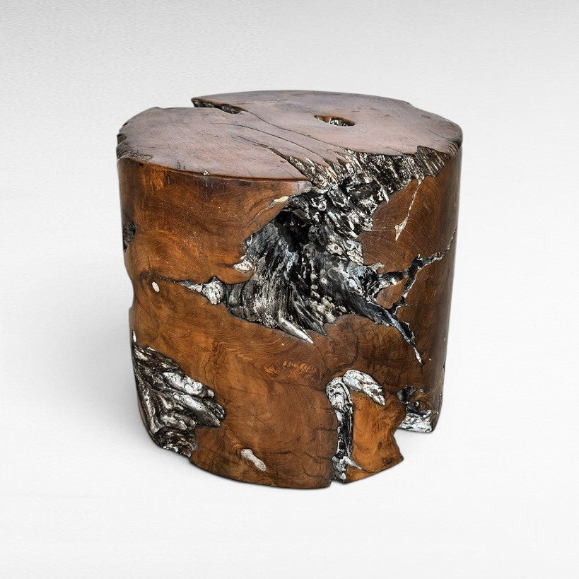 NATURAL SOLID TEAK WOOD SIDE TABLE 50x50x45cm - Chora Mykonos