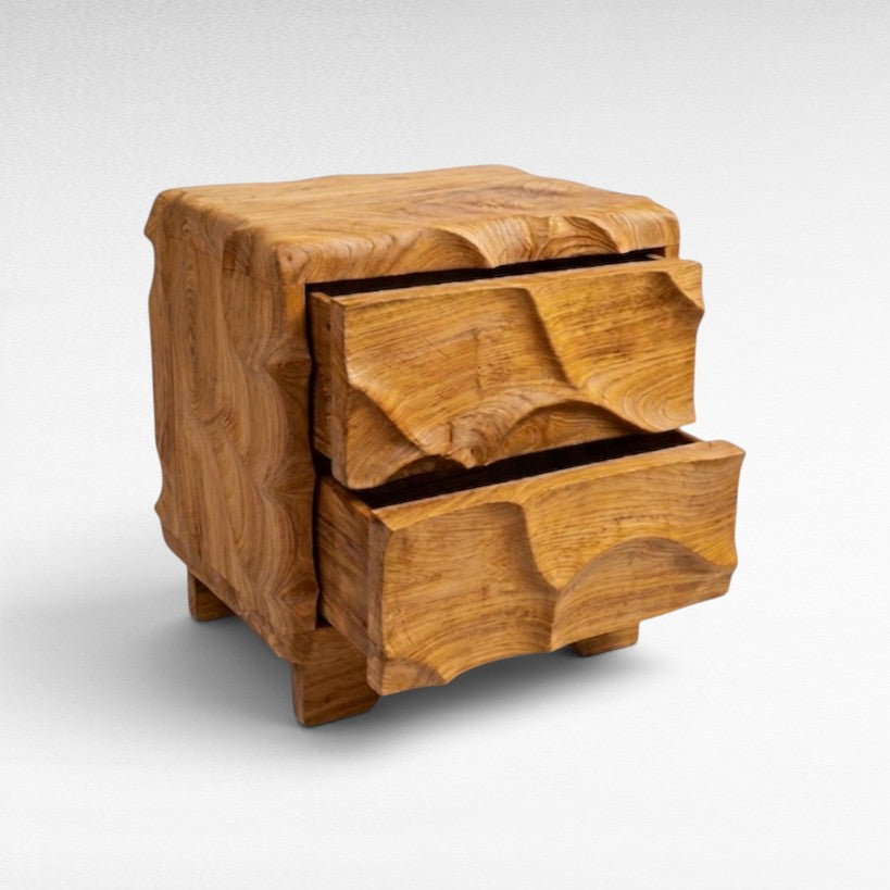 TEAK WOOD CARVED SIDE TABLE W50 |D40 |H60 CM
