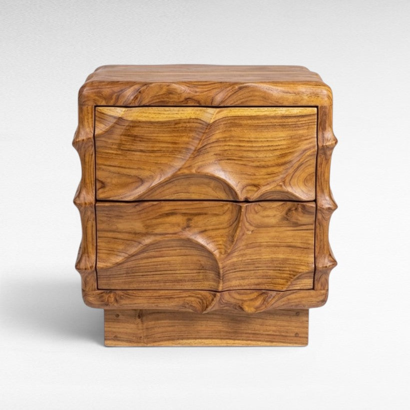 TEAK WOOD CARVED SIDE TABLE W50 |D40 |H60 CM