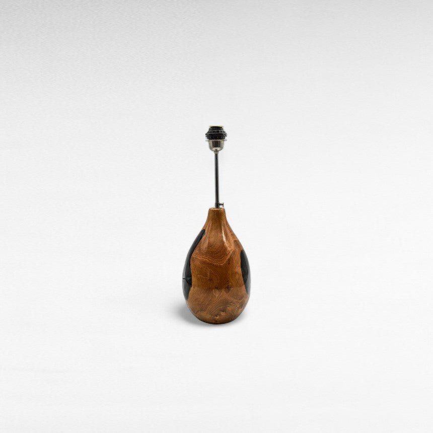 TABLE LAMP TEAK WOOD & RESIN BLACK