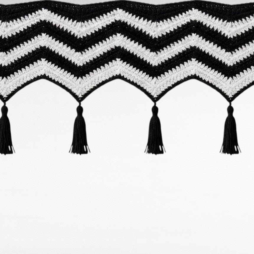 DECORATIVE TRIM SUNSHADE BLACK AND OFF WHITE 100CM