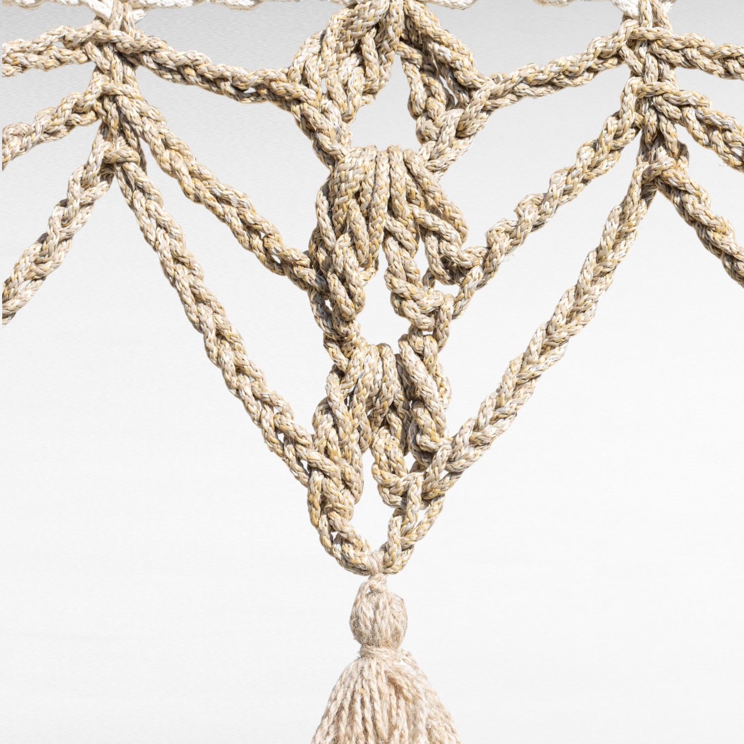 BYZANTINE UMBRELLA ROPE Crochet OFF WHITE & NATURAL WITH TASSELS D260 |H240 cm