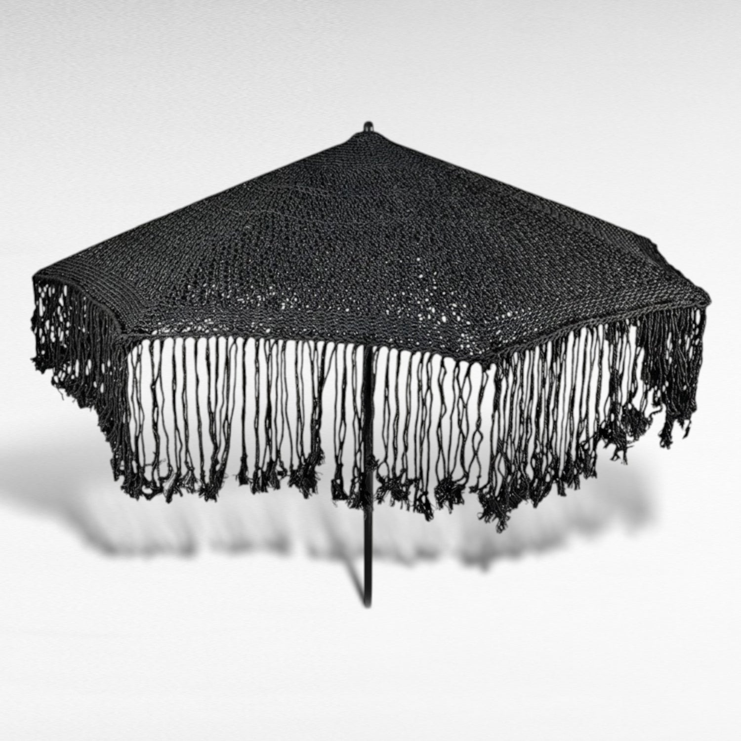PANORMOS UMBRELLA ROPE Crochet BLACK WITH TASSELS D260 |H240 cm