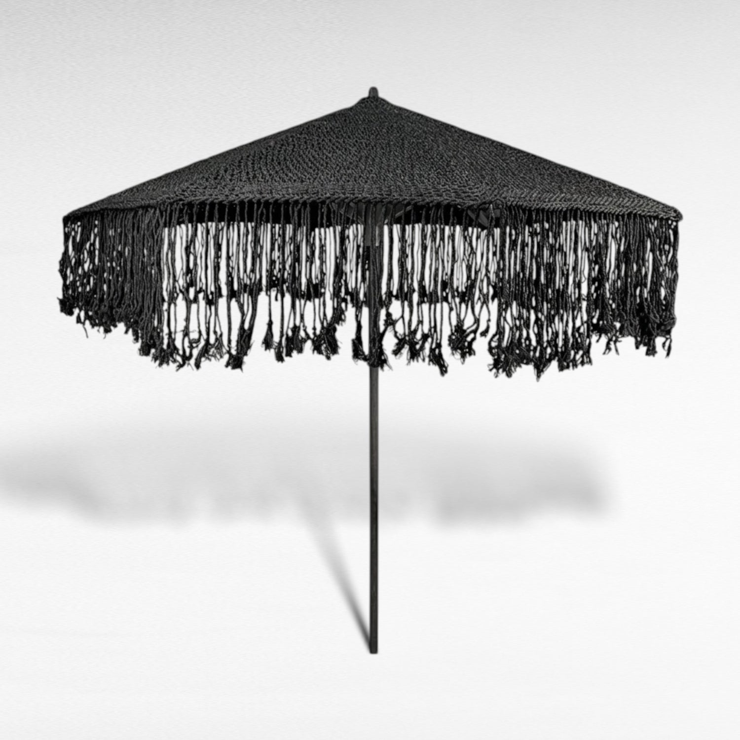 PANORMOS UMBRELLA ROPE Crochet BLACK WITH TASSELS D260 |H240 cm