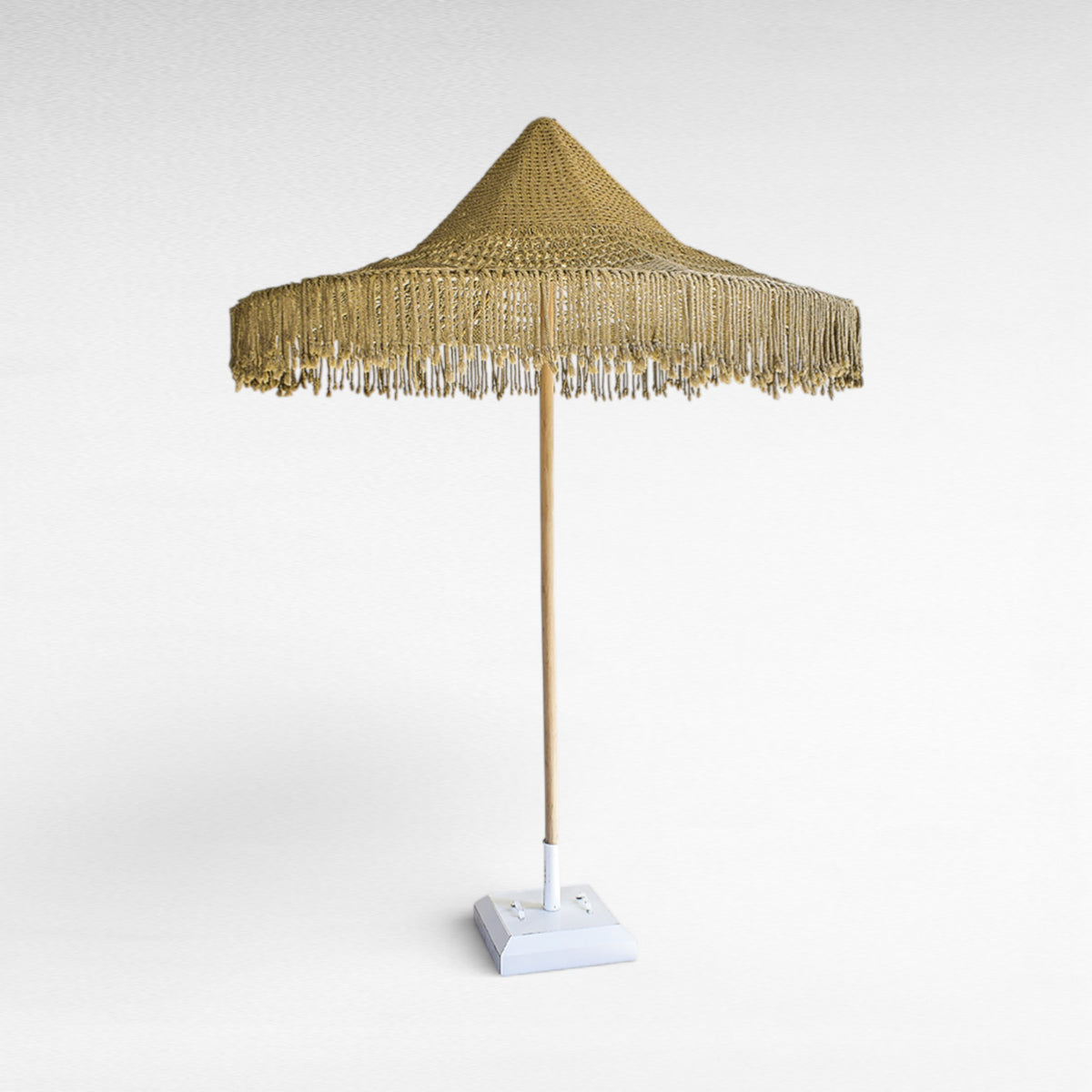IRON FRAME UMBRELLA ROPE CROCHET NATURAL WITH FRINGES D245 |H240 cm