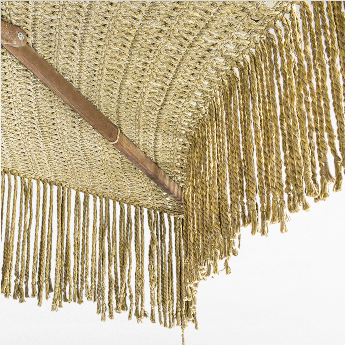 SQUARE UMBRELLA ROPE Crochet NATURAL WITH FRINGES L270 |W270 |H240 cm
