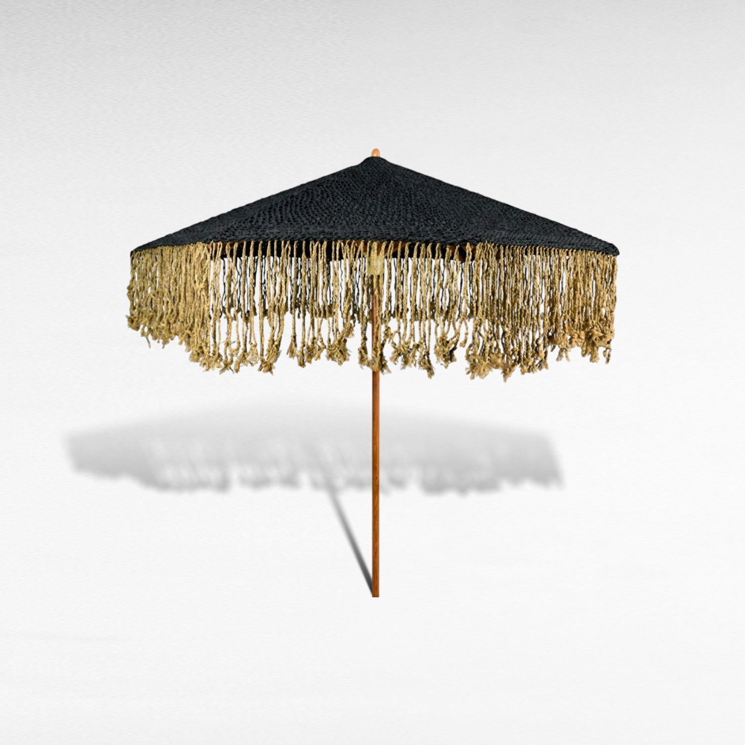 PANORMOS UMBRELLA BLACK ROPE Crochet AND NATURAL DOTS D260 |H240 cm