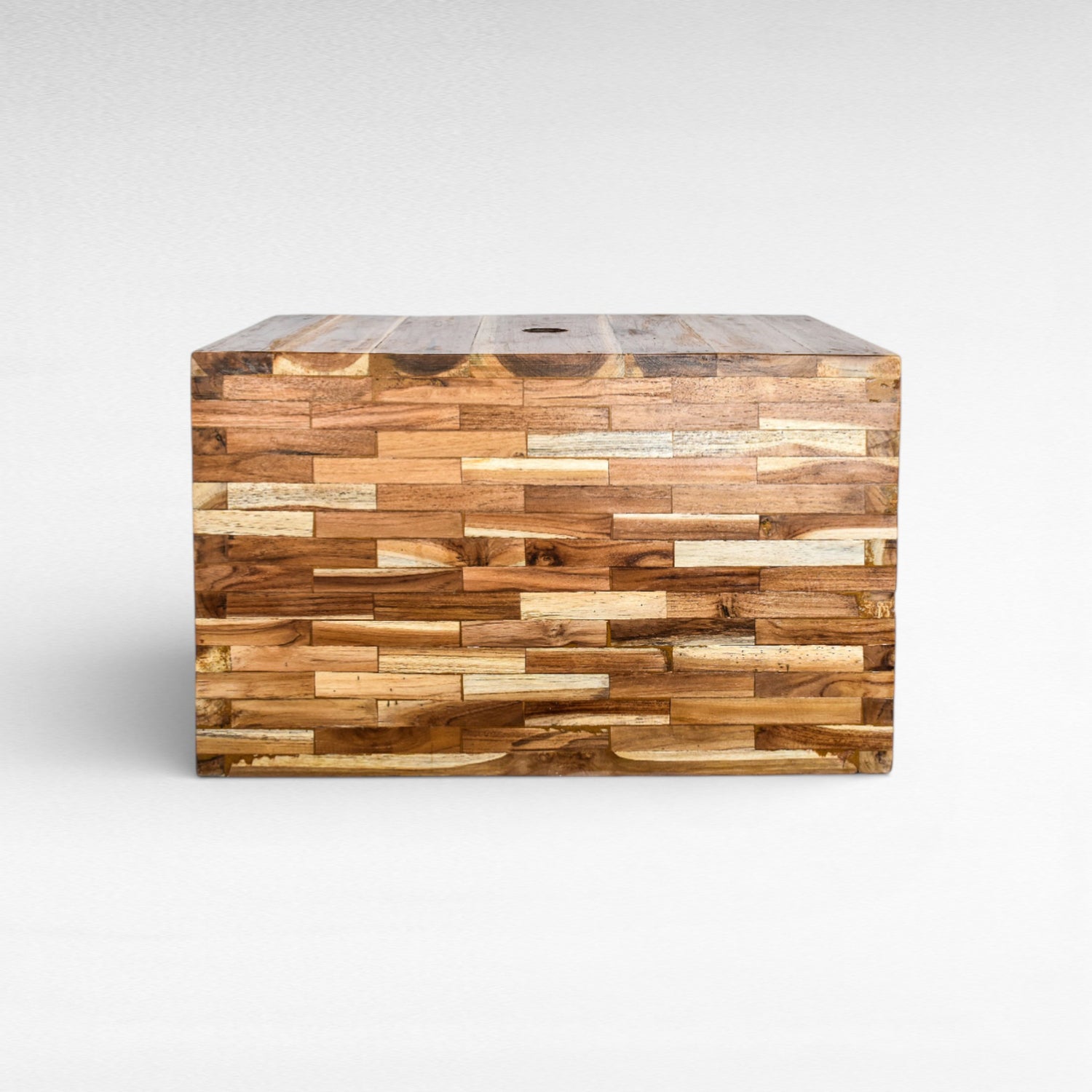 CEMENT AND TEAK WOOD UMBRELLA BASE WITH TABLE L70 |W45 |H45 cm