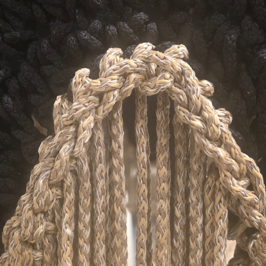 Black and natural crochet rope umbrella with loop Φ200 |H265