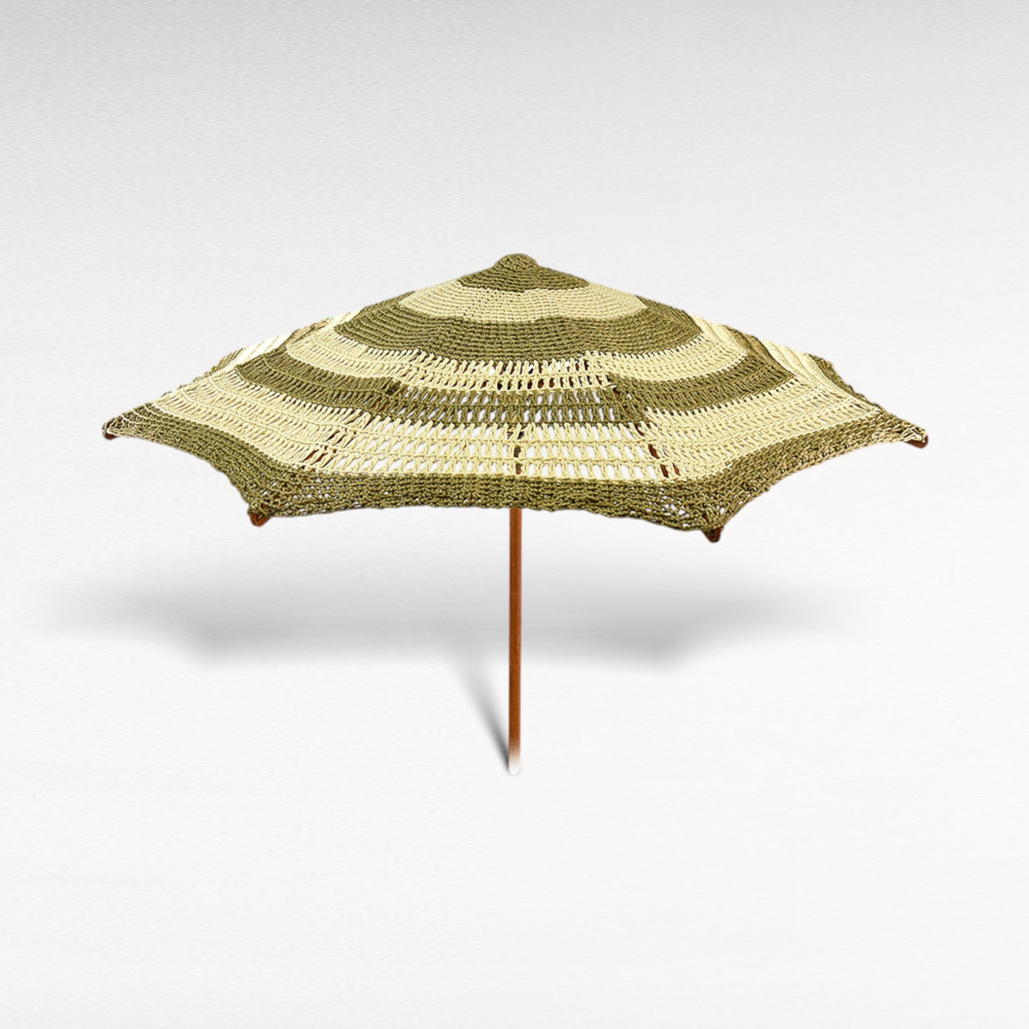 BYBLOS UMBRELLA ROPE NATURAL AND WHITE MACRAME UMBRELLA WITH OAK WOOD FRAME Φ260 |H240 CM