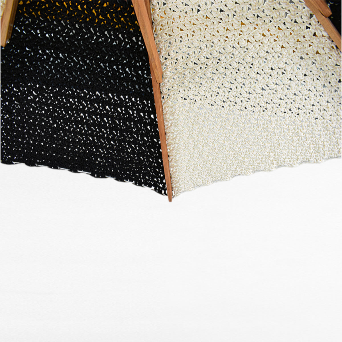 BYBLOS UMBRELLA ROPE BLACK & WHITE MACRAME WITH OAK WOOD FRAME Φ260 |H240 CM