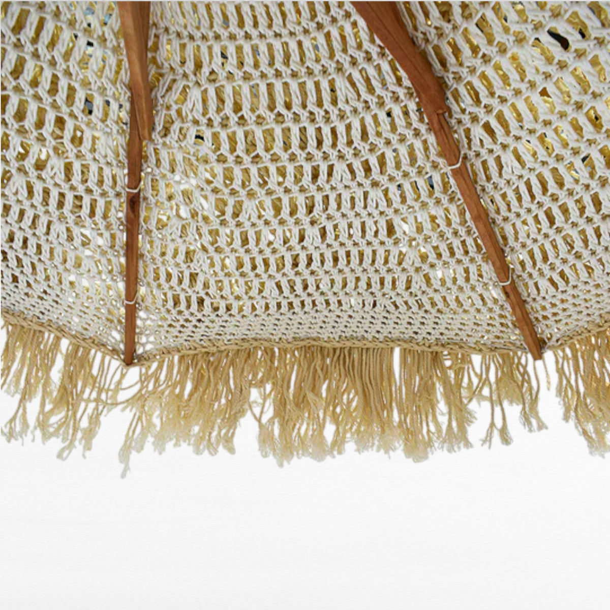 EXTRAVAGANT ROPE MACRAME UMBRELLA WITH OAK WOOD FRAME Φ265 |H260 CM