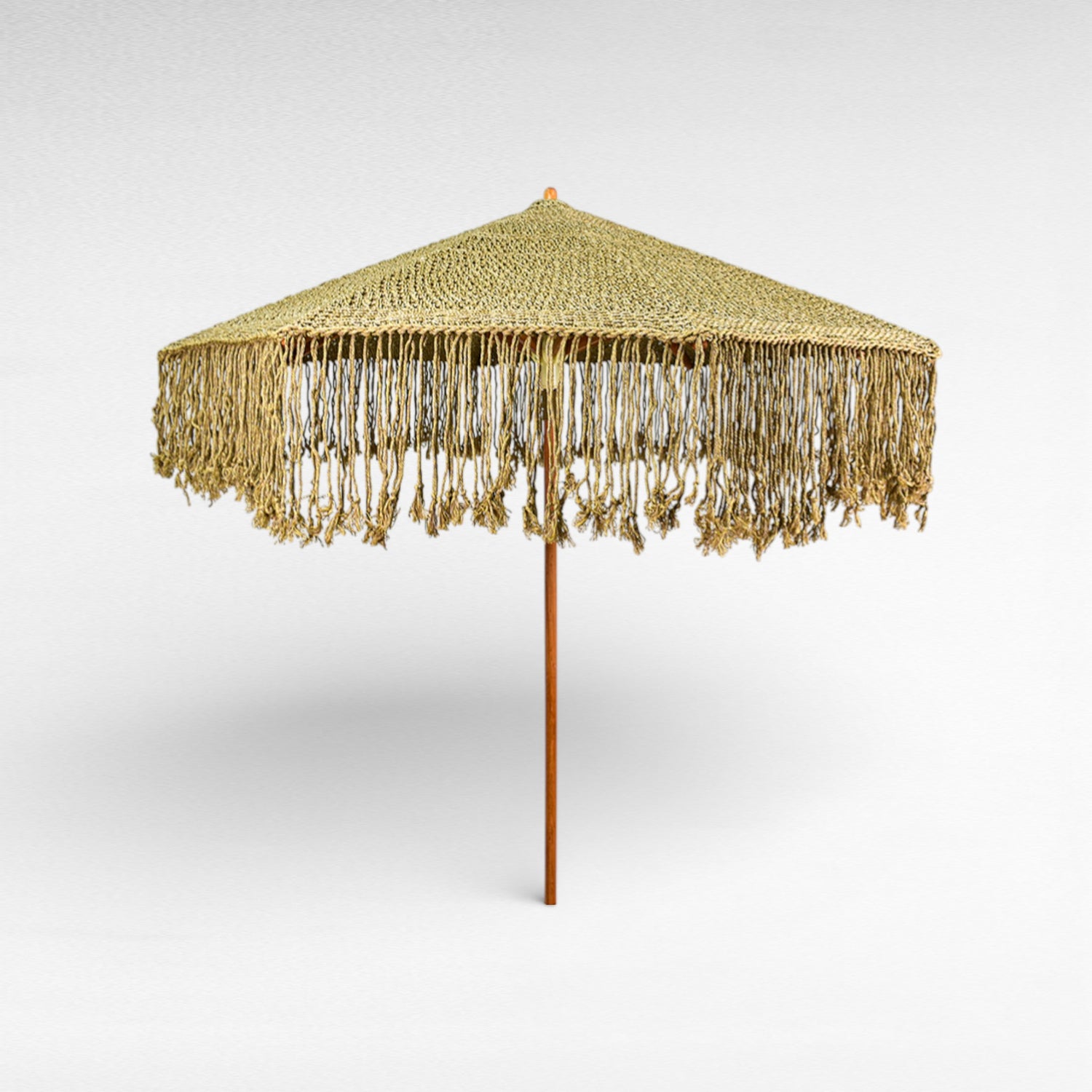 COTTON ROPE MACRAME UMBRELLA WITH OAK WOOD FRAME Φ260 |H260 CM