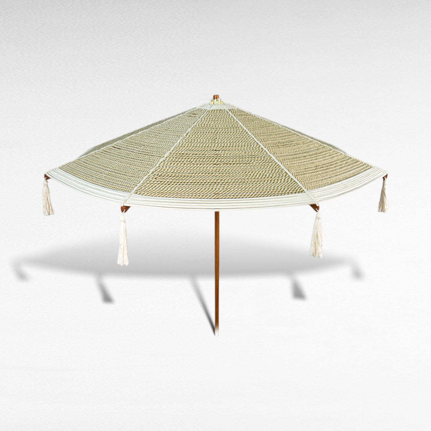 BYBLOS WITH A TWIST ROPE MACRAME UMBRELLA WITH OAK WOOD FRAME Φ260 |H240 CM
