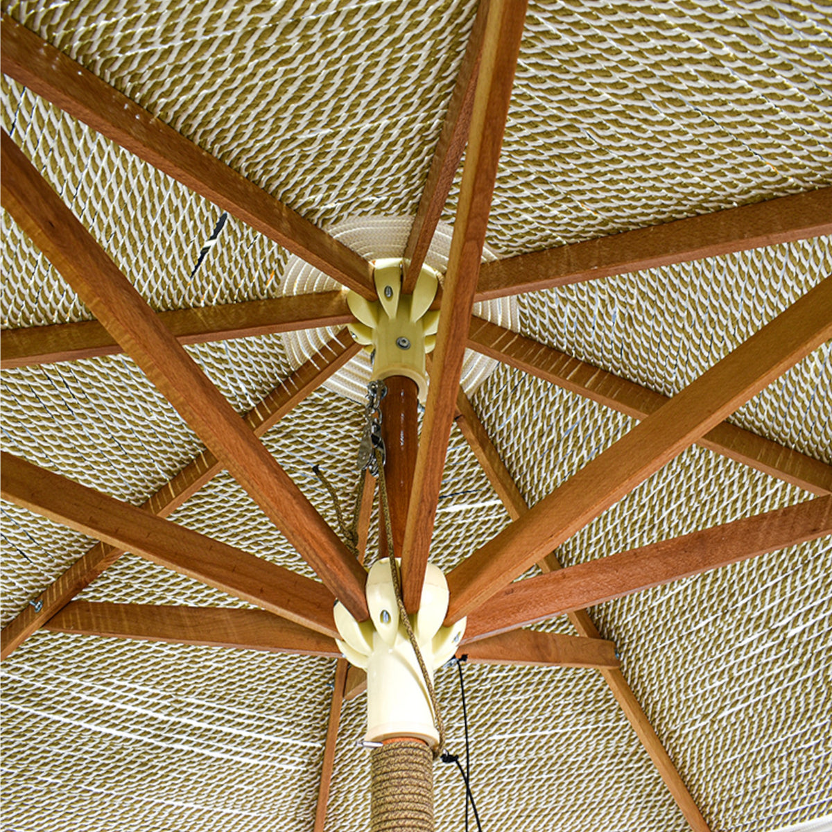 BYBLOS WITH A TWIST ROPE MACRAME UMBRELLA WITH OAK WOOD FRAME Φ260 |H240 CM