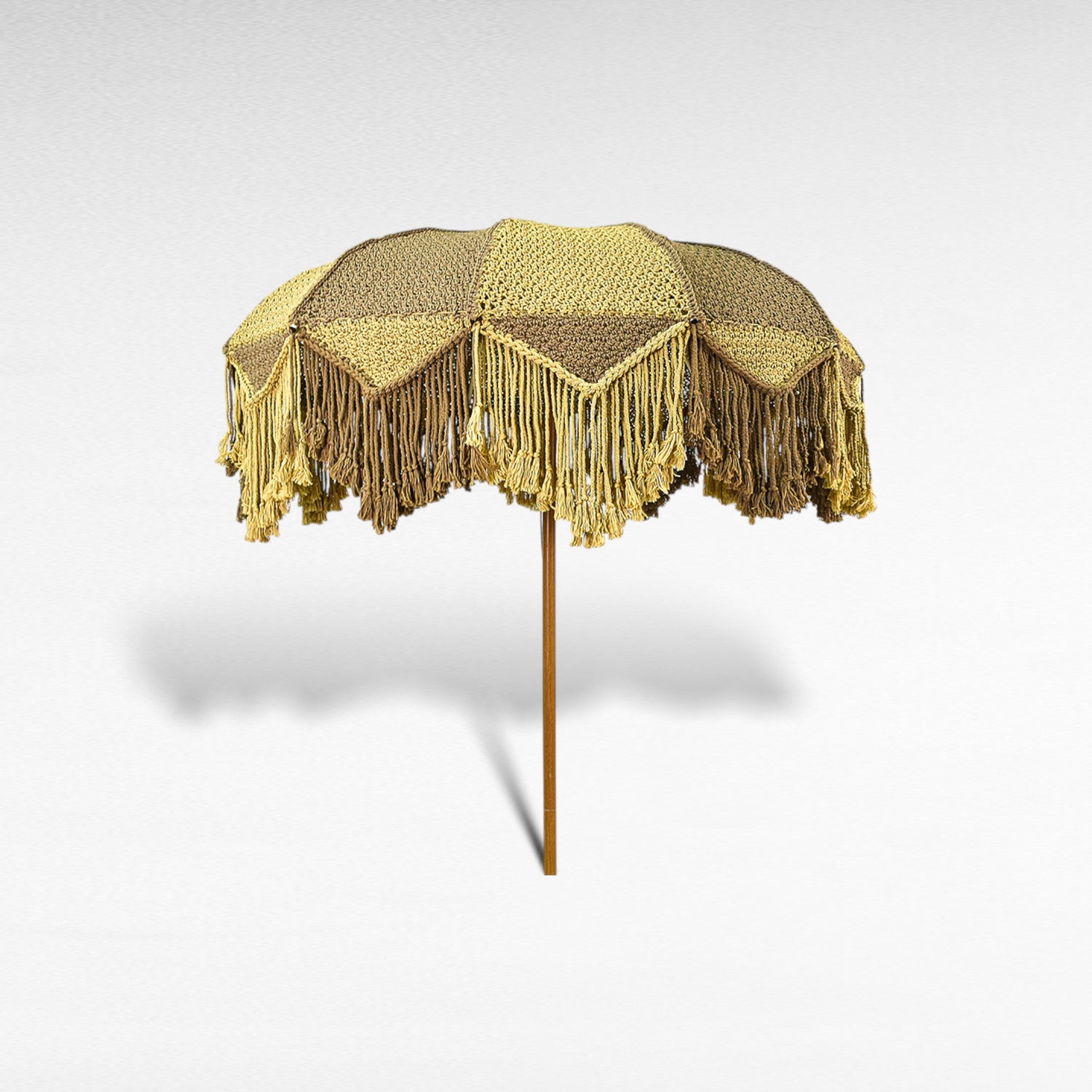 COTTON ROPE MACRAME UMBRELLA WITH OAK WOOD FRAME Φ260 |H260 CM
