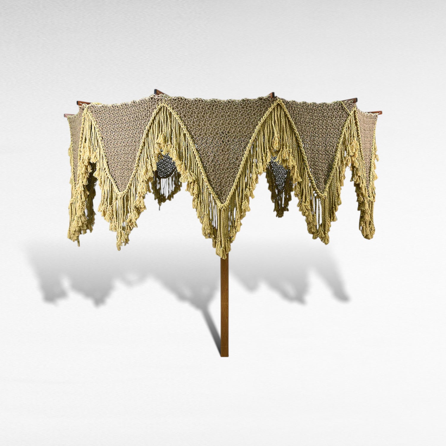 INSIDE OUT ROPE MACRAME UMBRELLA WITH OAK WOOD FRAME Φ350 |H260 CM