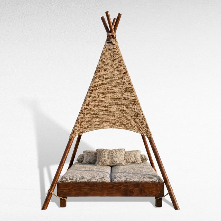 Natural Rope & Wood Tent Shade: Outdoor Elegance