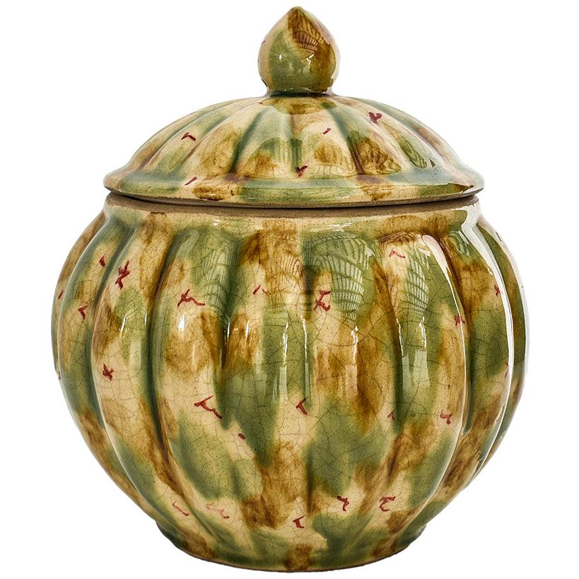 HANDPAINTED VASE WITH LID 25x25x32cm - Chora Mykonos