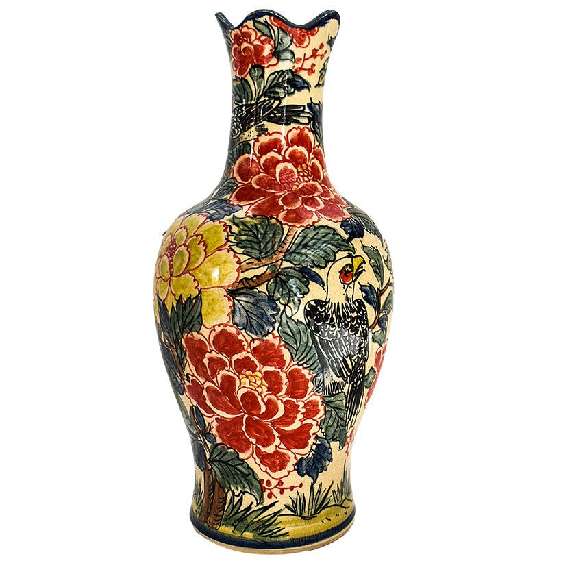 HANDPAINTED VASE WITH LID - Chora Mykonos