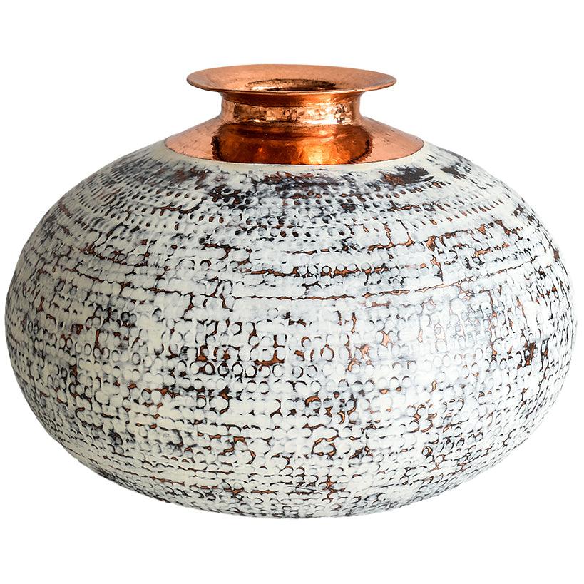 BRASS WHITE WASH VASES SET OF 3 - Chora Mykonos