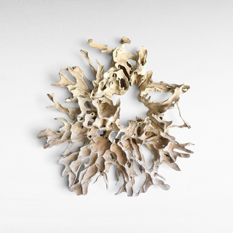BLEACHED TEAK WOOD WALL DECOR 300x40x300cm - Chora Mykonos