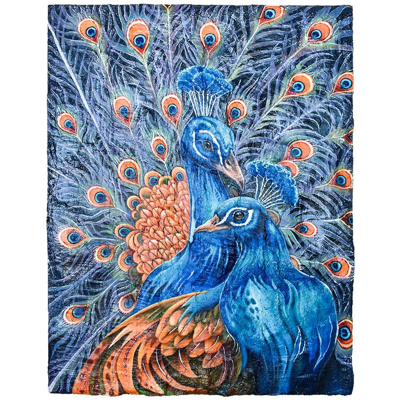 HANDMADE PAINTING PEAKCOCK WITH ACRILIC & EMBOSSED TEXTURE 100x130cm - Chora Mykonos