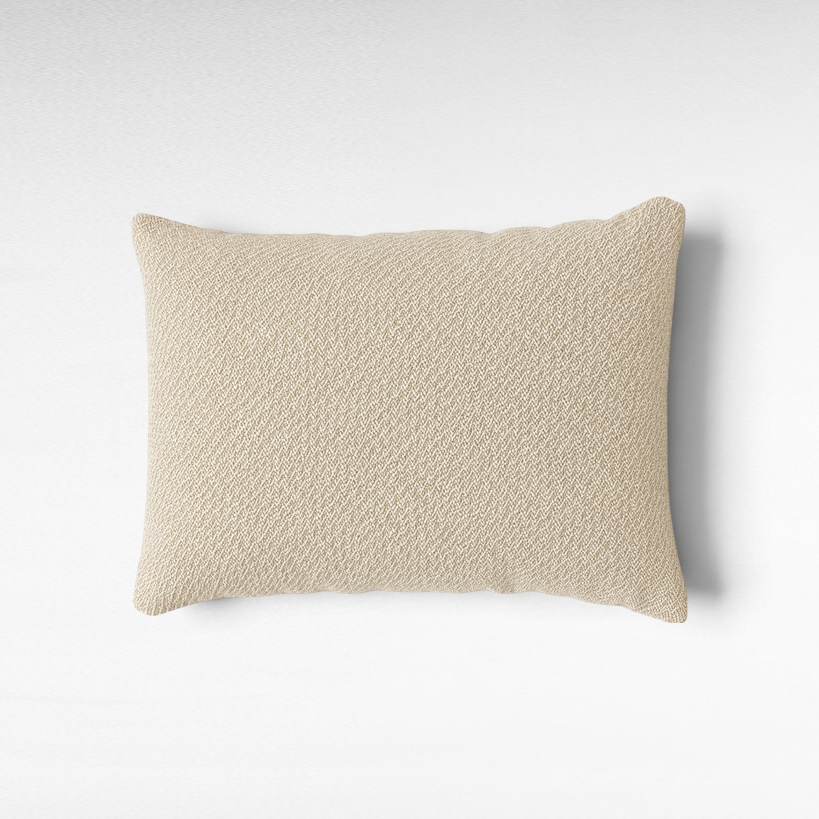 Chora Barefoot Luxury Living rectangular beige decorative pillow with a fine-knit herringbone texture