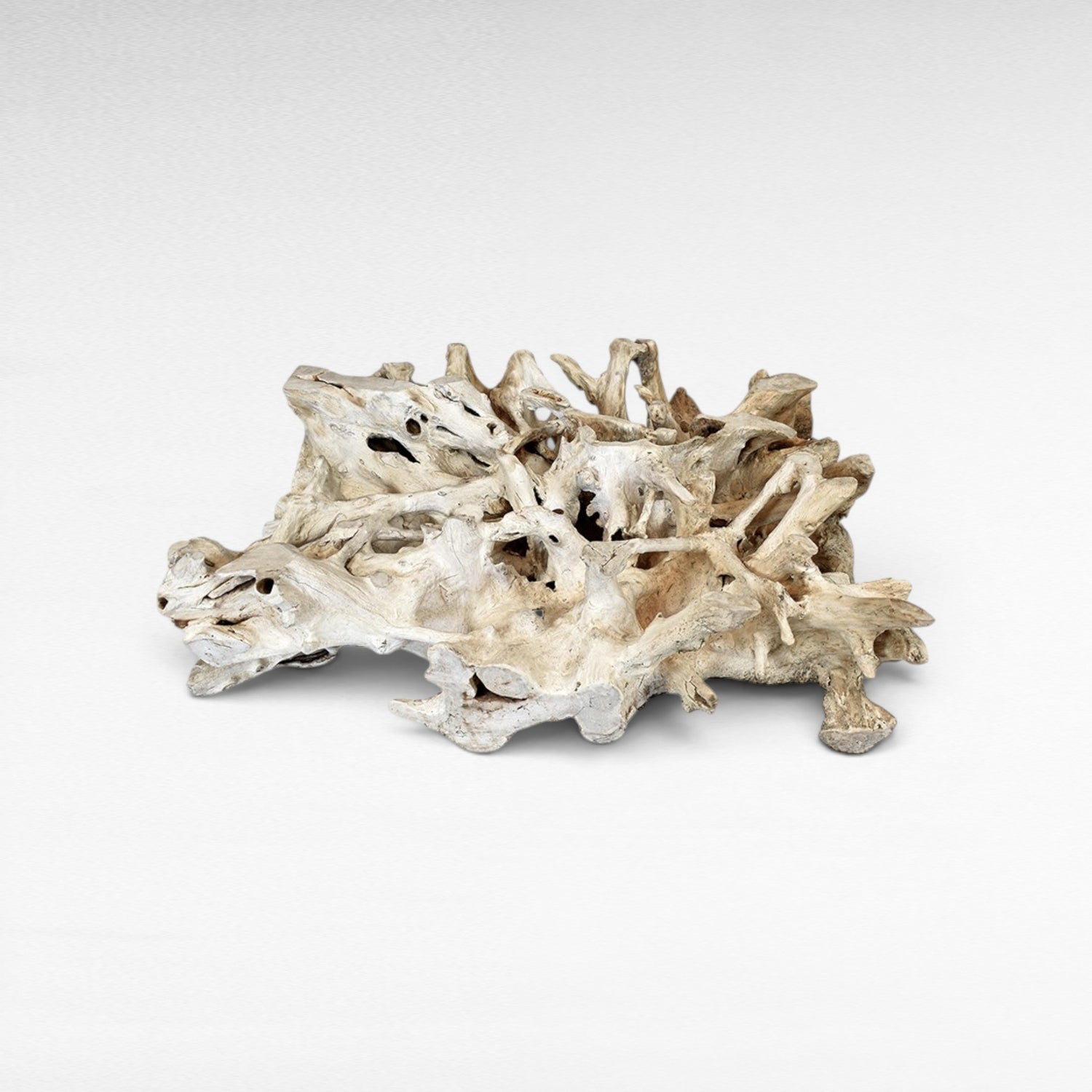 Chora Barefoot Luxury Living bleached driftwood coffee table base with intricate natural form and holes, W120 D140 H45 cm