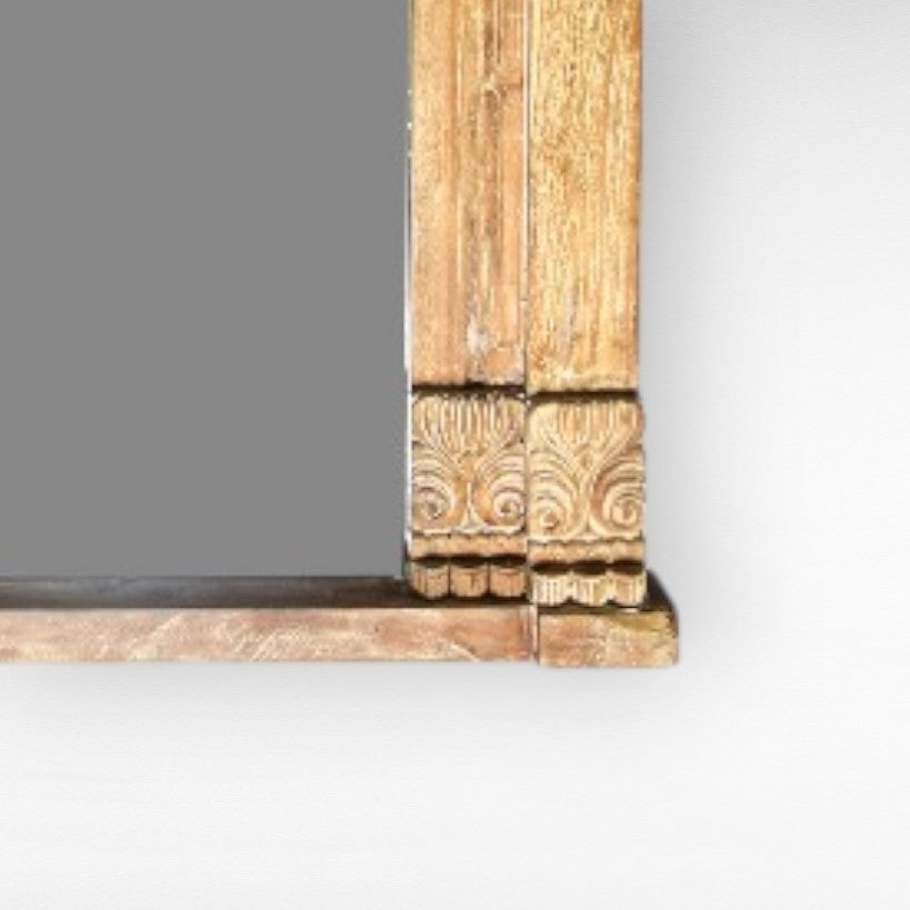 Chora Barefoot Luxury Living carved wood mirror with ornate detailing, natural wood finish, 135cm height.