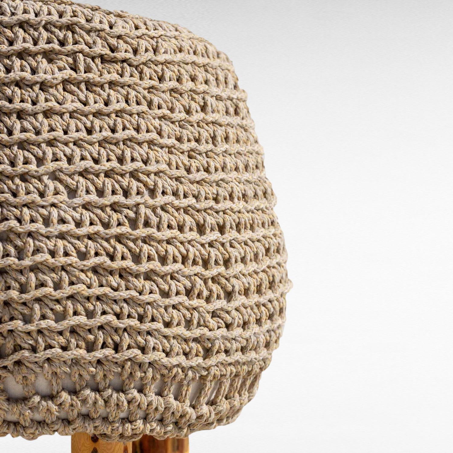 Chora Barefoot Luxury Living natural rope stool with a textured woven seat and wooden base